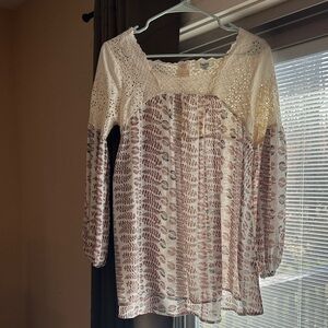 Hayden Cream and Brown Lace Blouse